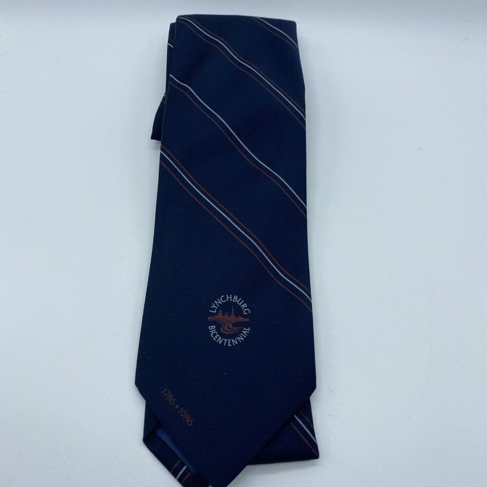 Lynchburg VA Bicentennial 1786-1986 Men's Blue Striped Tie Silk Blend Neck Tie